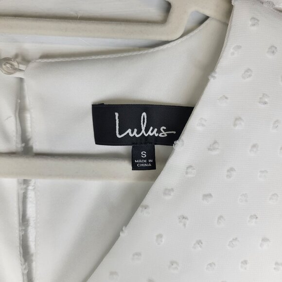 Lulus Women's Small Meadowlark Romper Jumper Swiss Dot Lace White - Picture 4 of 5